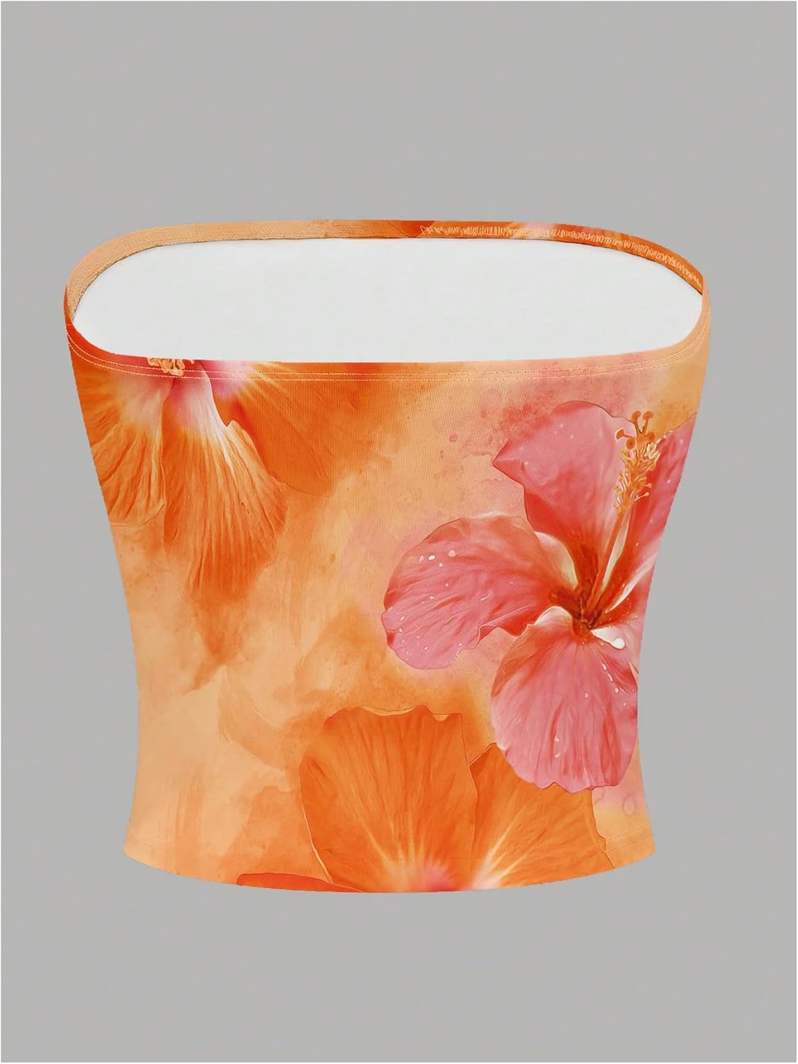 Milumia Women's Floral Print Strapless Bandeau Tube Tops Y2k Backless Summer Vacation Crop Top - Image 3