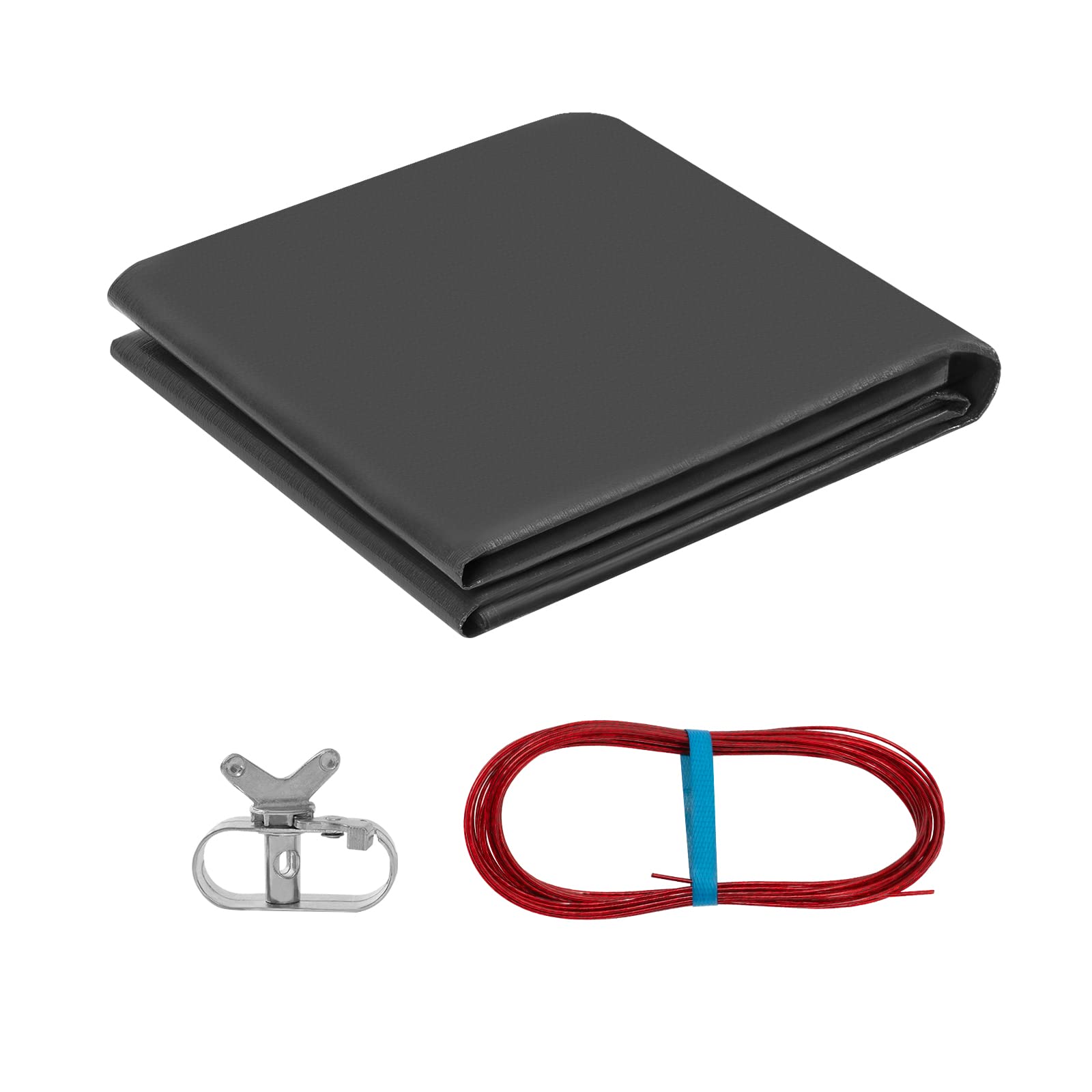 WOLTU Poolabdeckung Rectangular 300x200x20cm wasserdicht, Solarplane Winterabdeckplane aus 200 g/m² PE, Abdeckplane mit Drahtseil und Aluminium-Befestigungselement, dunkelgrau