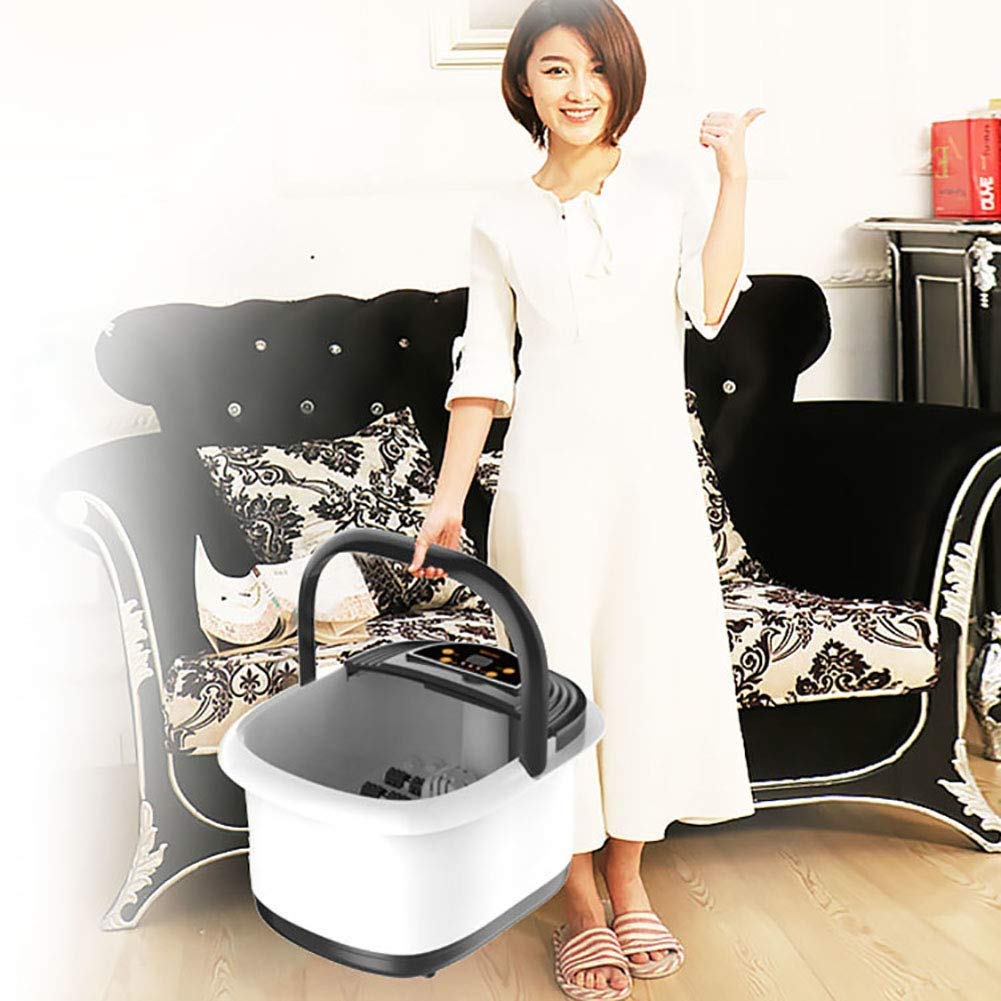 HMTE Massaggiatore Foot Spa - Bagno riscaldato, rulli massaggianti Automatici, Vibrazione, Bolle, Controllo Digitale della Temperatura Regolabile