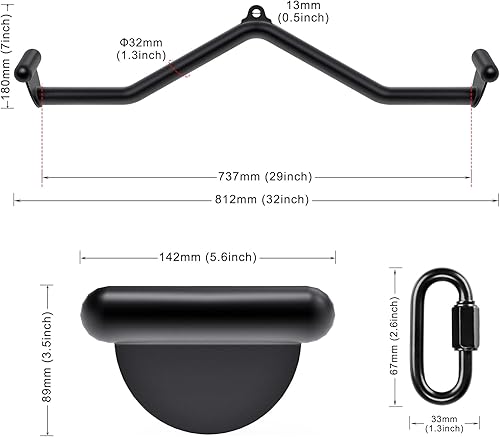 Miniatura 7 de Kipika LAT Pull Down Bars Cable Machine Attachment, Rowing T-bar V-bar Set, Back Strength Training Handle Grips for Cable Machine Rowing Machine,