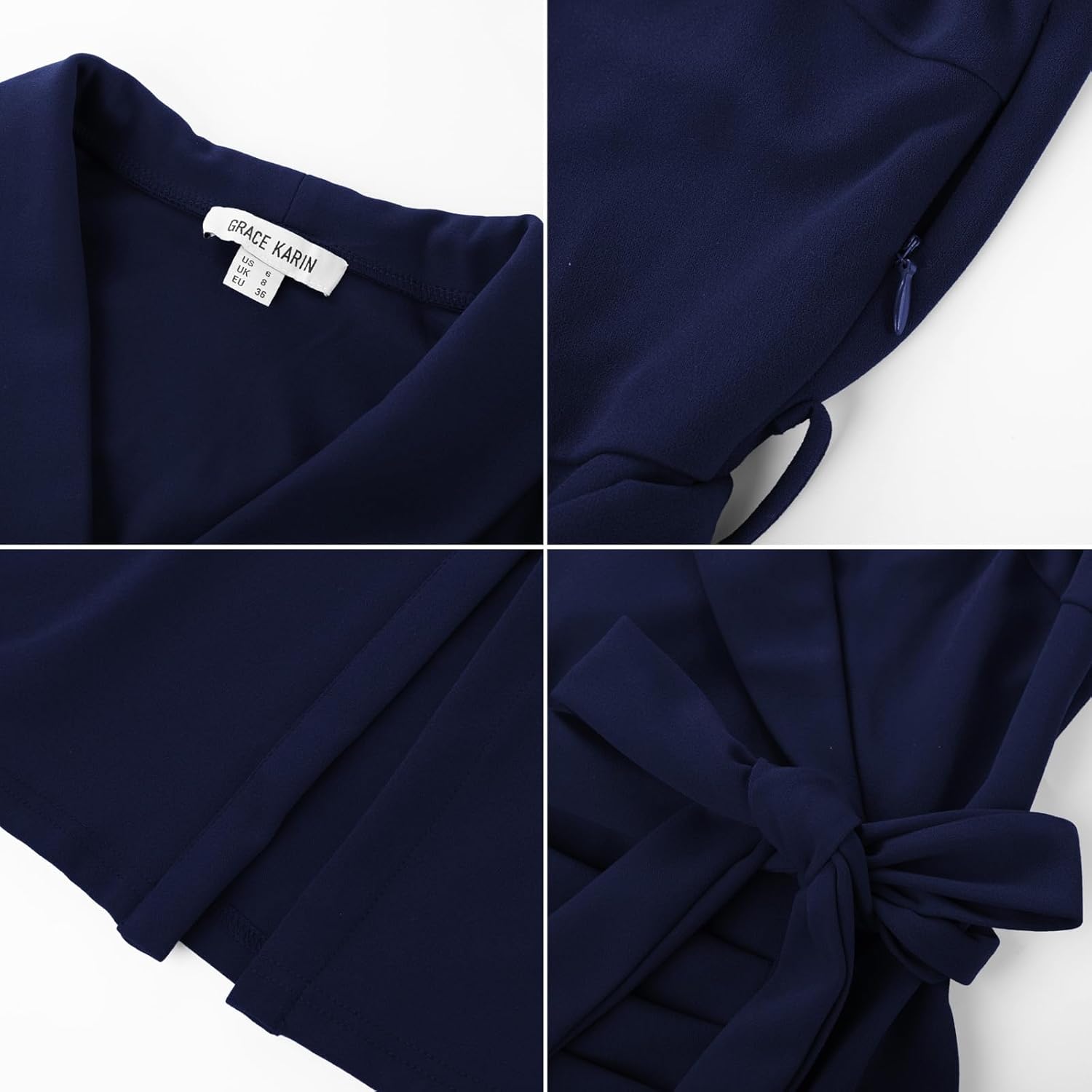 GRACE KARIN Women's Wear to Work Sleeveless Ruched Bodycon Office Pencil Midi Dresses with Belt - Image 2