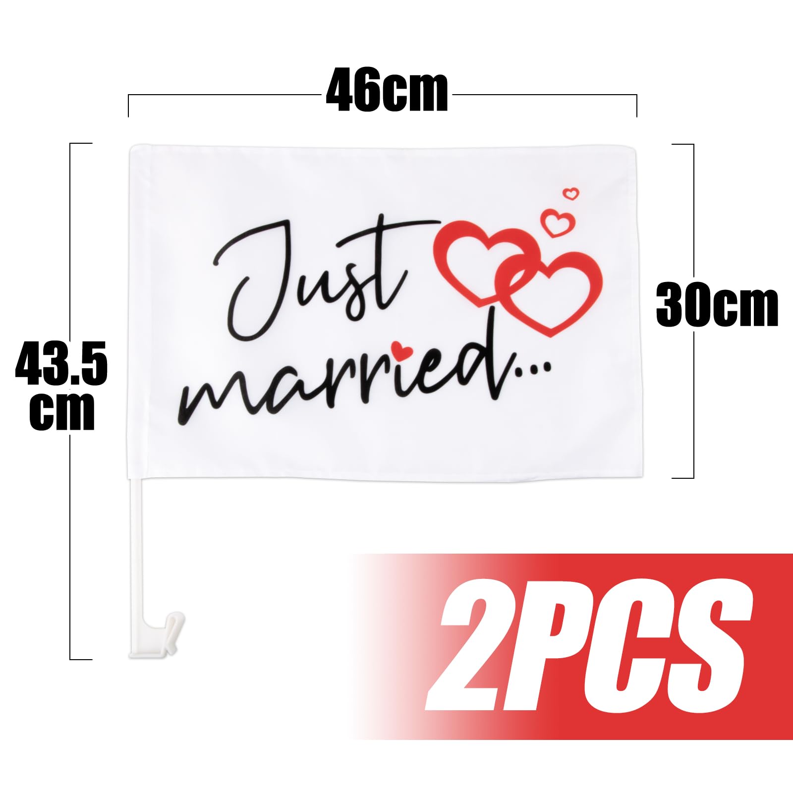 BOFUNX 2pcs Just Married Flag Car Decoration Wedding Auto Bandiera Matrimonio