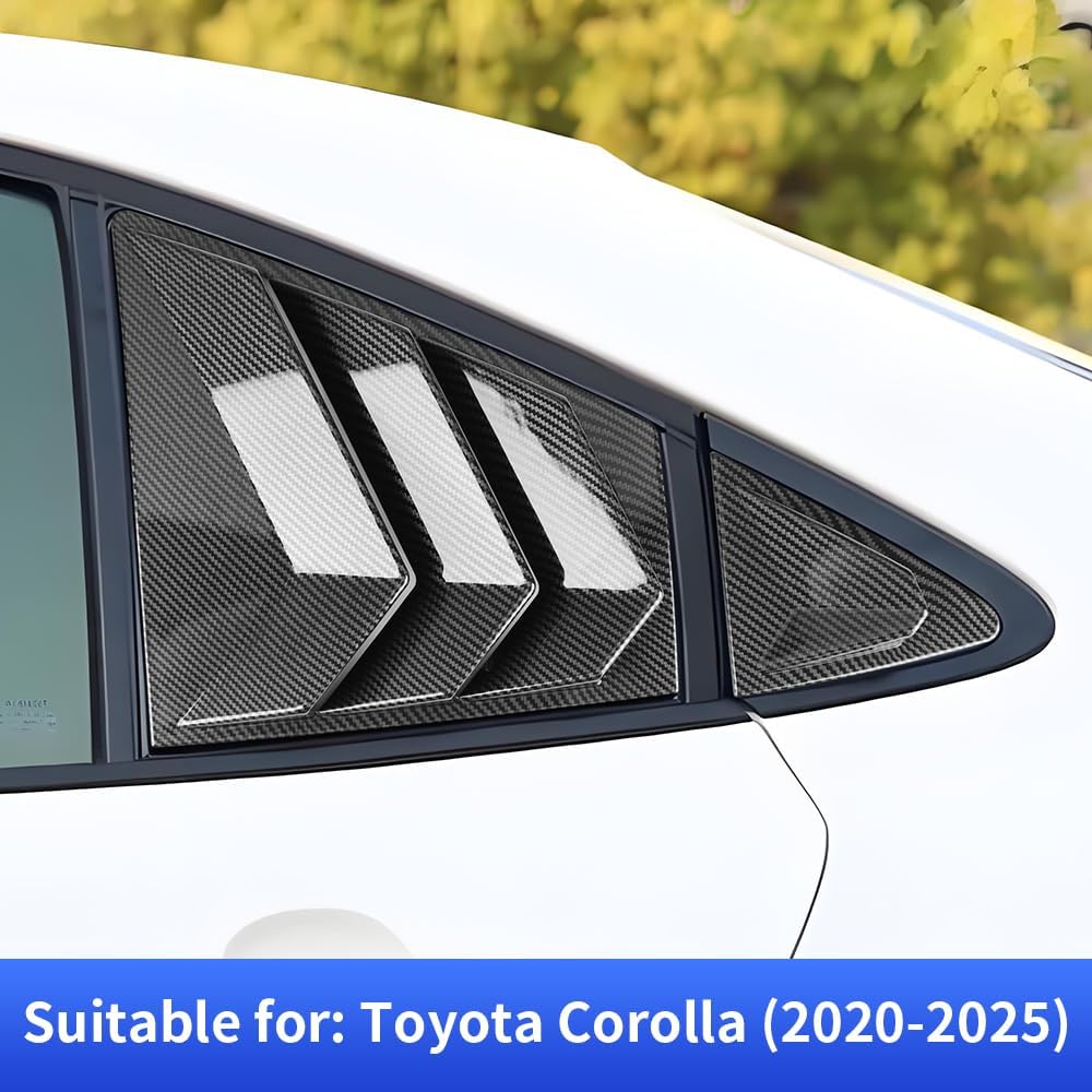 Car Rear Side Louvers Window Trim Panel for Toyota Corolla 2020 2021 2022 2023 2024 2025 2026 Auto Exterior Decorations Accessories Back Door Blinds Protection Cover Chrome Carbon Fiber Style