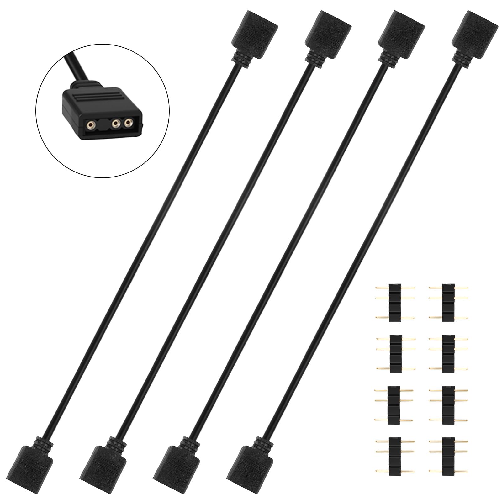 ARGB-Verlängerungskabel, 5 V, 3-polig, ARGB, 1-zu-1-Buchse auf Buchse, Kabelverlängerung, PC für Computergehäuse-Lüfter und adressierbare LED-Streifen, RGB-Splitterkabel (5-V-Verlängerungskabel