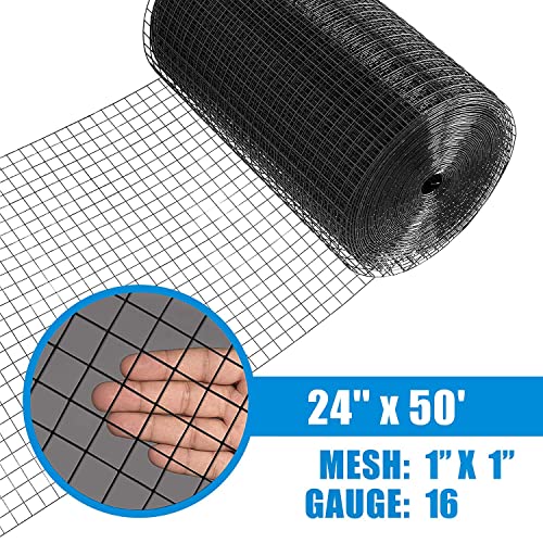 Fencer Wire 16 Gauge Black Vinyl Coated Welded Wire Mesh, 1” X 1” Mesh Size For Home And Garden Fence And Pet Enclosures Protect Chickens Rabbits And Farmed Animals #TOP1