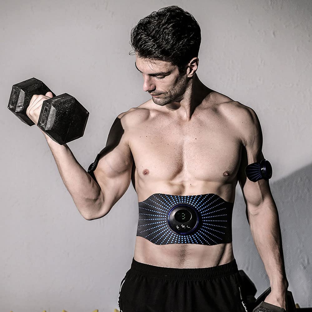 Elektryczny pas wyszczuplający ABS ze stymulatorem USB, inteligentnym EMS, do treningu mięśni brzucha, tonizujący, do ciała, ramion, nóg i talii, do odchudzania, fitness, unisex