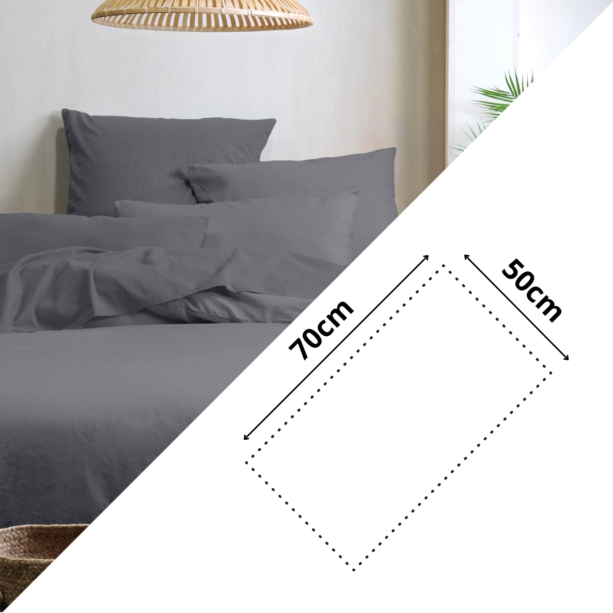 STOF, Pillowcase, Size 50 x 70 cm, 100% Organic Cotton, Quality, Oeko-Tex Certified, Slate Colour, Horizon Model - Image 3