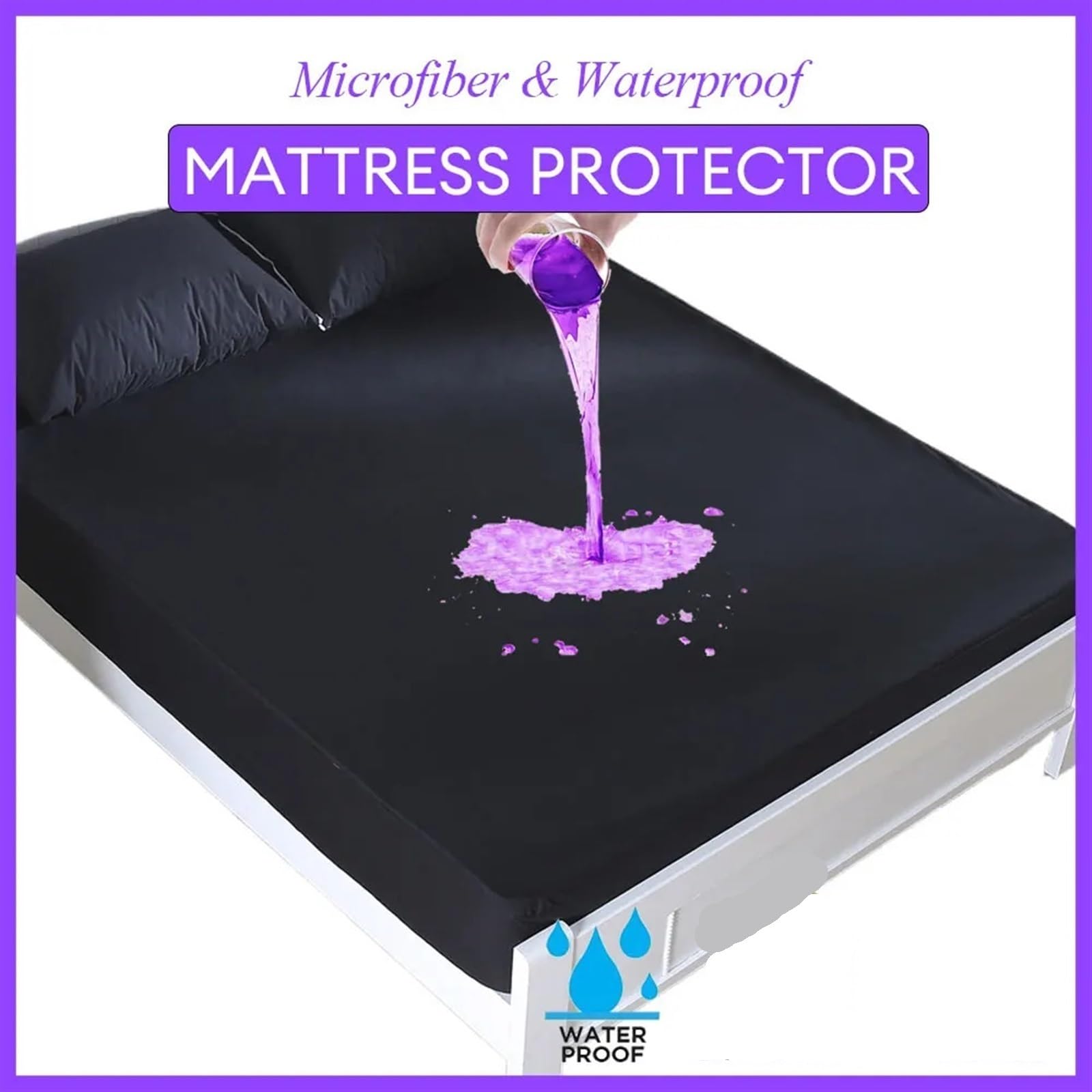 Sobrecolchón Acolchado de Microfibra Protector de colchón sólido Cubierta de sábana Impermeable Cubierta de colchón de Cama(Deep Blue,160x200x30cm)