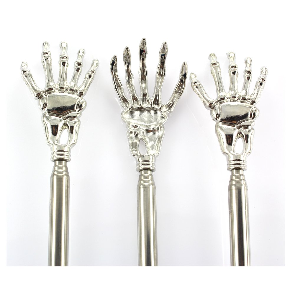6 Pieces Skull Palm Telescopic Back Scratcher Hand Massager backslap with Rubber Handles(Random Color) (6 PCS)