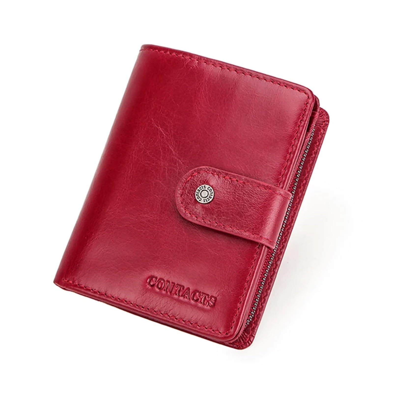 portamonete in pelle Portafoglio vintage in pelle RFID da uomo con tasca portamonete, portafogli corti, porta carte con cerniera, borsa da uomo(Red)