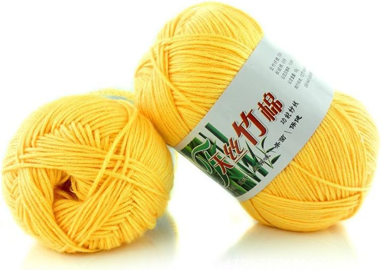 leattyer Brand New 27 Colors Soft Bamboo Crochet Cotton 50g Knitting Yarn Baby Knit Wool Yarn (#4 Yellow)