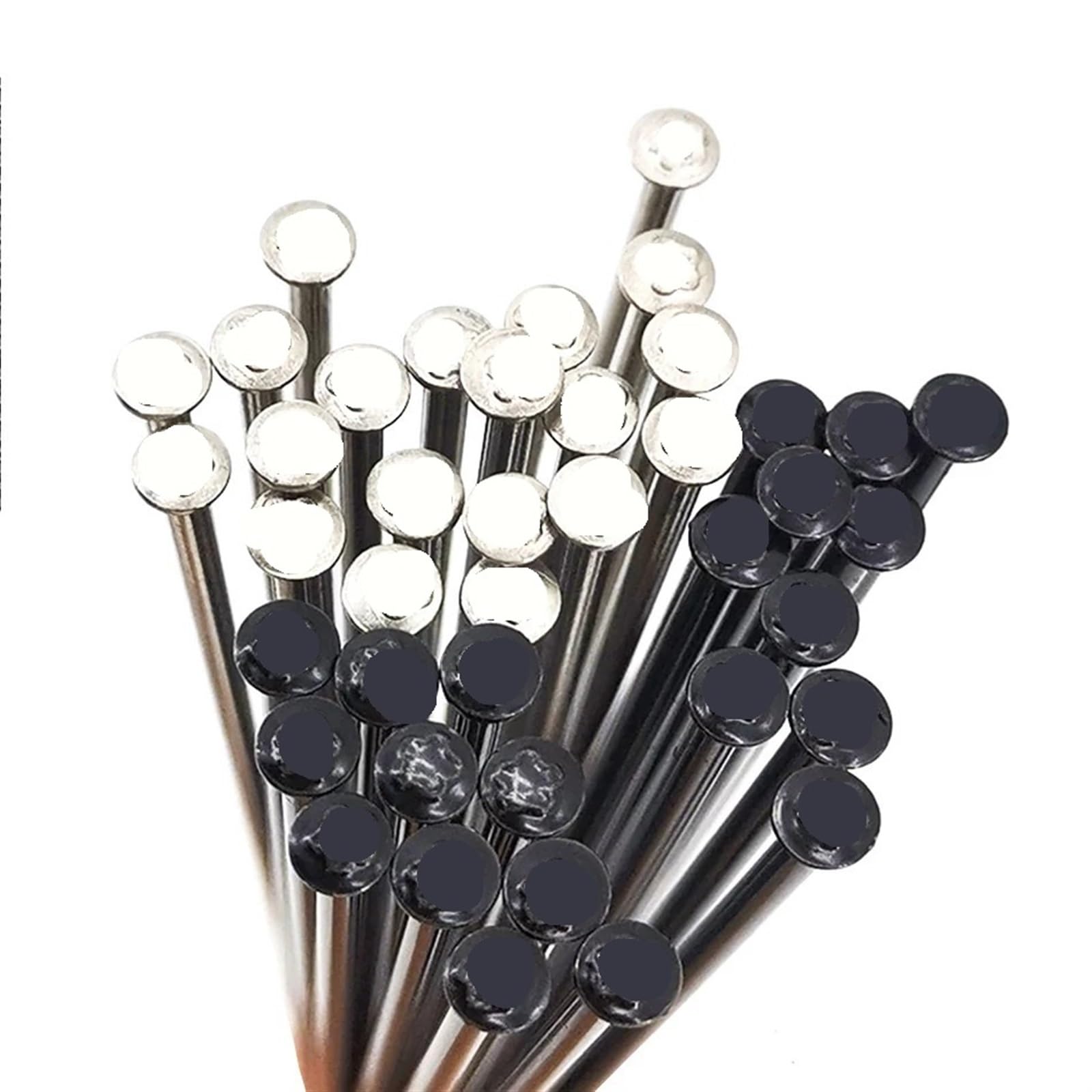 Fahrradspeichen Fahrradspeichen, runde Speichen, J-Biegung, gerader Zugkopf, Schwarze Fahrradspeichen mit Kupferkappe(Steaight 72pcs)
