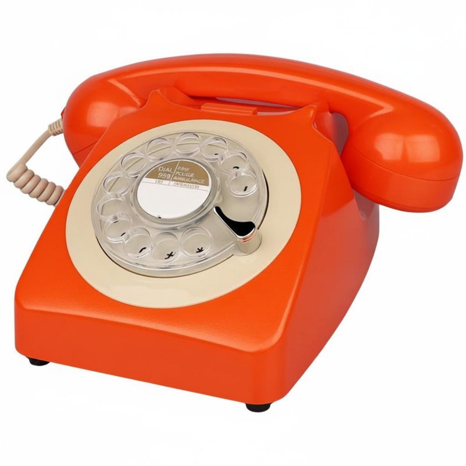Metal Bell Chime Classic Rotary Desk Phone Retro Rotary Phone Vintage Landline Telephone for Office, Study Room, Orange-image-48