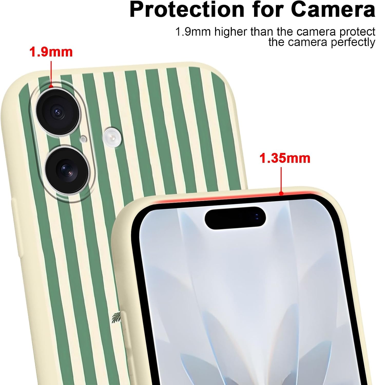 for iPhone 17 6.3'' Cute Dark Green Striped Collage Phone Case image 4