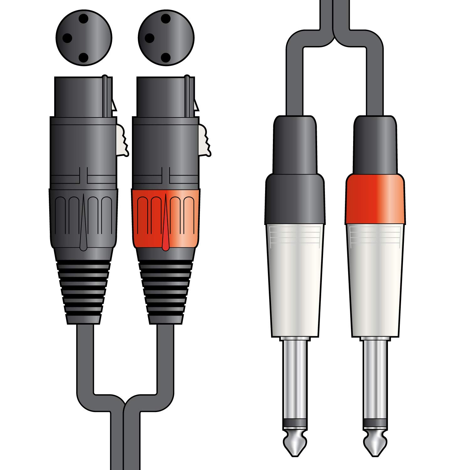 Citronic Women's 2X Xlr 3 Pin Sockets To 6.3 Mono Jack Plugs Leads, 3M - 190.040Uk