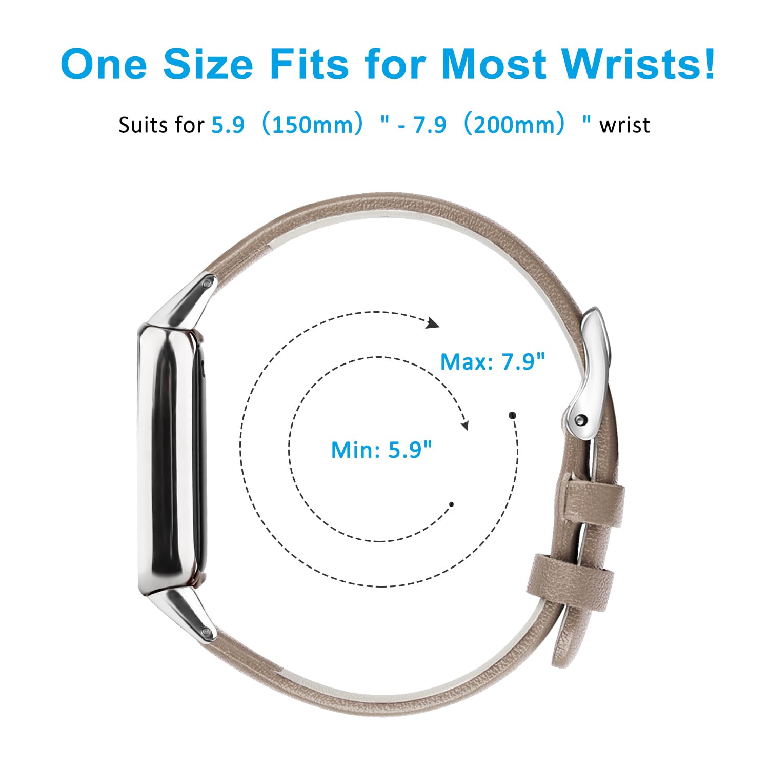 Mugust Straps Compatible with Fitbit Luxe Leather Strap for Women Men Leather Adjustable Sport Replacement Wrist Bands for Fitbit Luxe Only (Gray) - Image 3