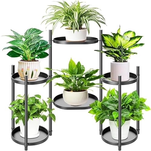 Kx9Lb8d Flower Display Stand 6 Tier Indoor Plant Stand, Flower Shelf for Multiple Plants Corner Tall Holders, Metal Planter Pot for Planters