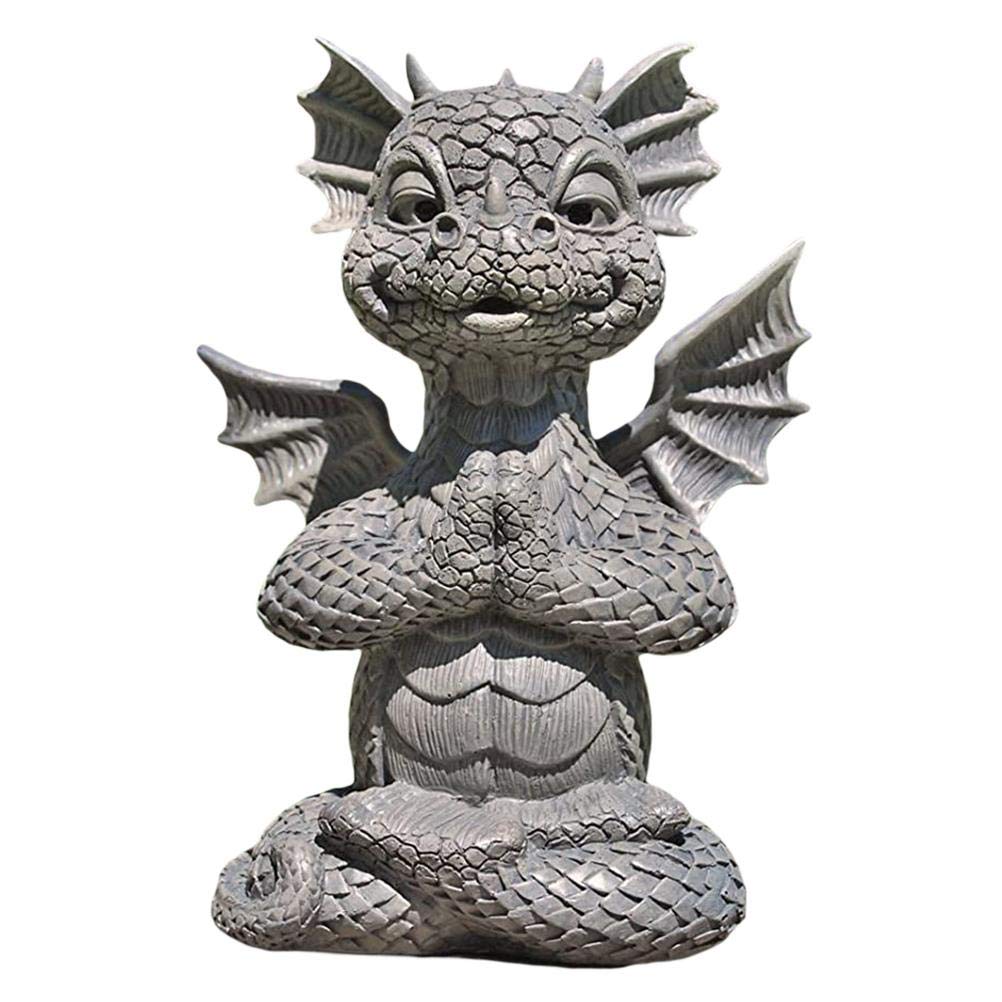 Tianbi MystiCalls Garden Dragon Meditated Statue, Resin Dragon Statue Zen Yoga Dragon Ornament Outdoor Yard Decoration, for Dragon Lovers,Collecter,Family and Friends
