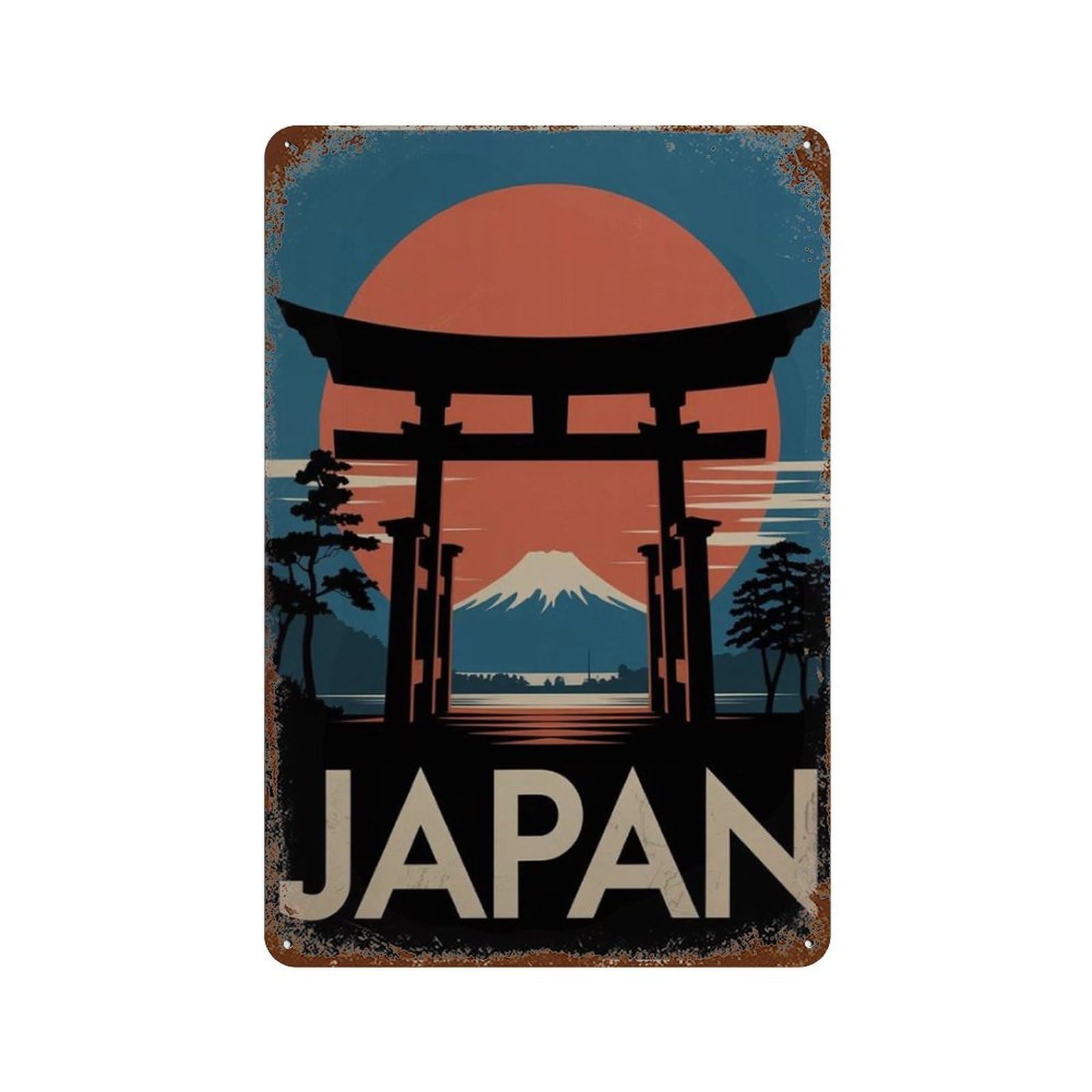 xiaoxiaoshen Japan Travel Mount Fuji Torii Gate Japanese Landscape Wall Decor Art Metal Tin Poster Modern Home Decor Art Home Bar Shop Decorations Vintage Sign 30x20cm