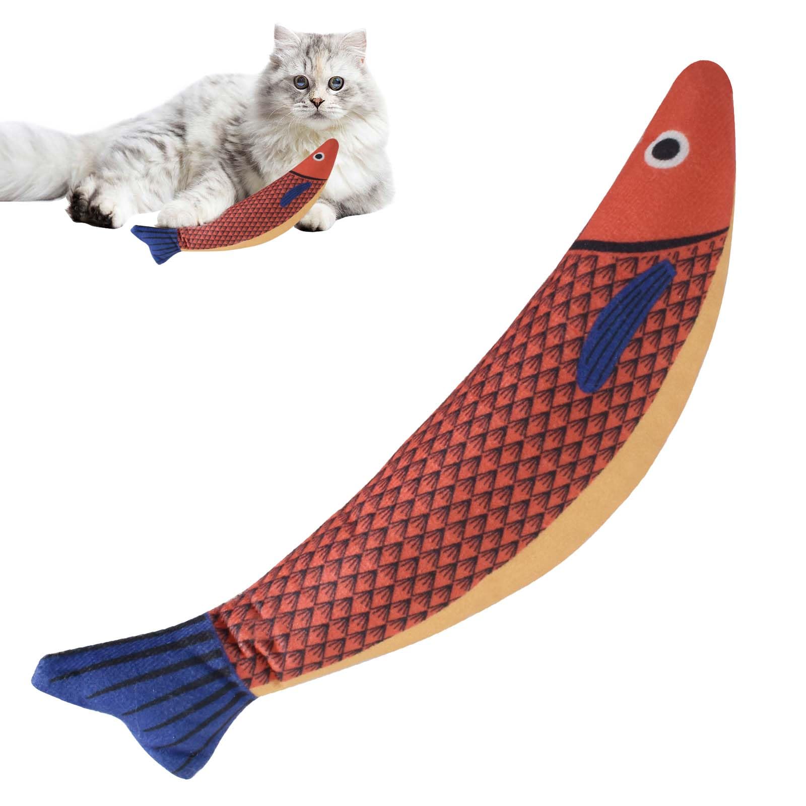 DecorDwell Juguete Hierba Gatera, Juguetes Pez para Gatos, Juguetes para Limpiar Los Dientes de Gato, Juguetes para Masticar Gatos, Juguetes con Hierba Gatera Resistentes a Las Mordeduras (Rojo)