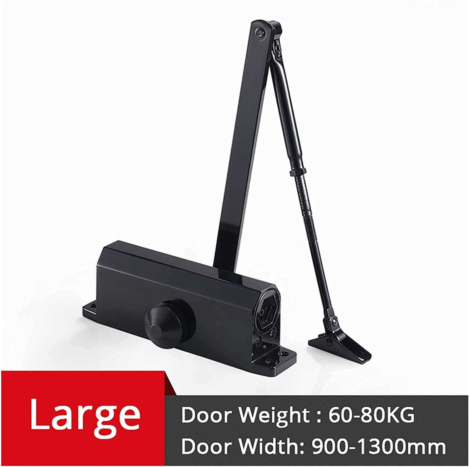 Auomaic - Cierrapuertas hidráulico ajustable, silencioso, para puertas de 2580 kg, acabado negro (modelo: negro M)
