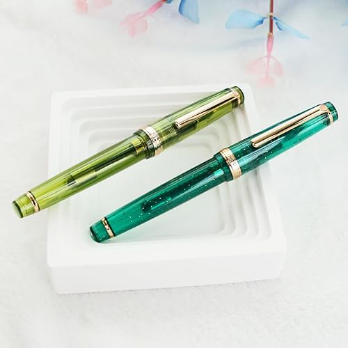 Miniatura 4 de JinHao 82 - Pluma estilográfica transparente, mezclada, colorida, fluorescencia, acrílico, punta fina, oro, con juego de convertidor de tinta, 4