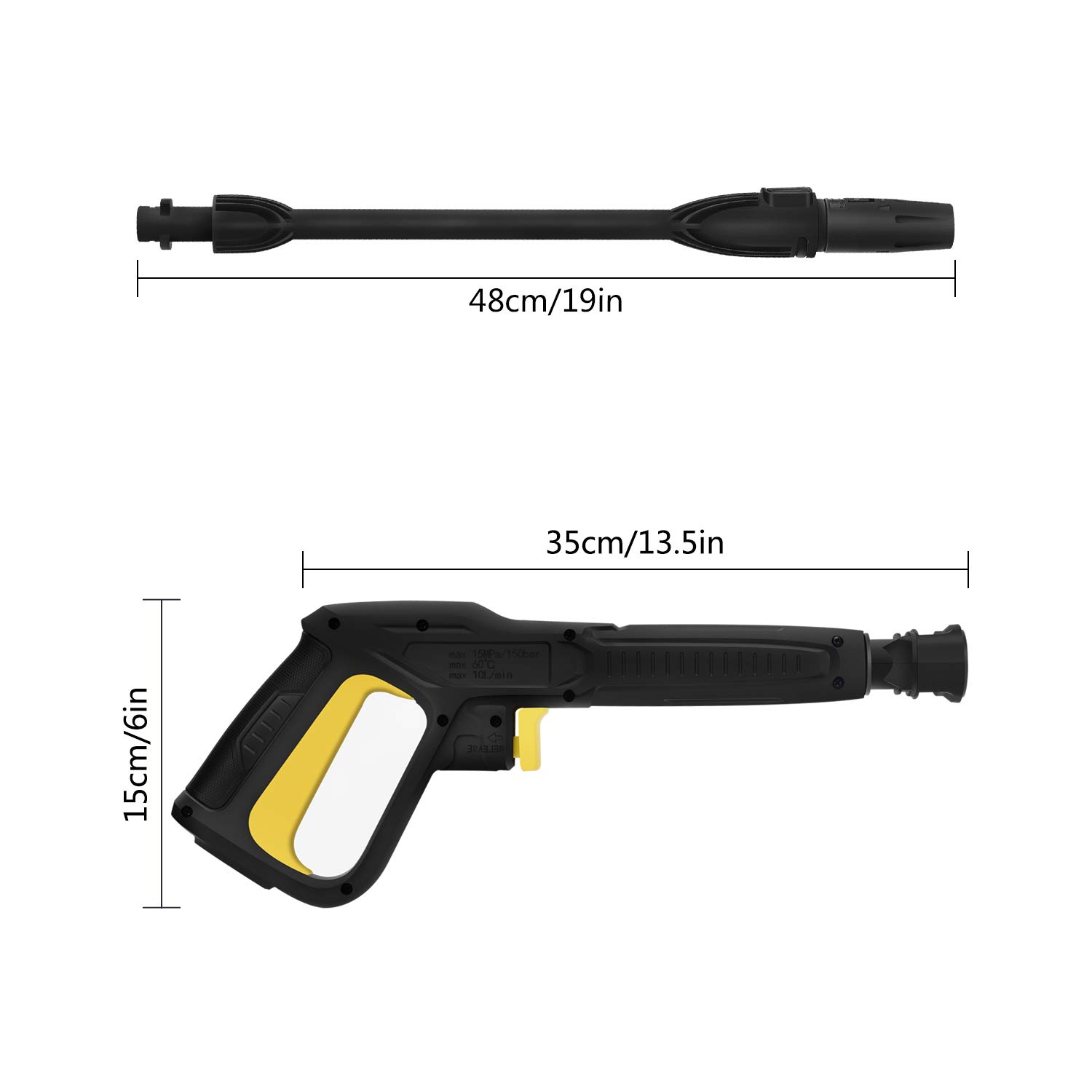 Kit de Pistola y Lanza Pulverizadora de Alta Presión para Karcher K2 K3 K4 K5 K6 K7 con conexión Quick Connect sin Full Control