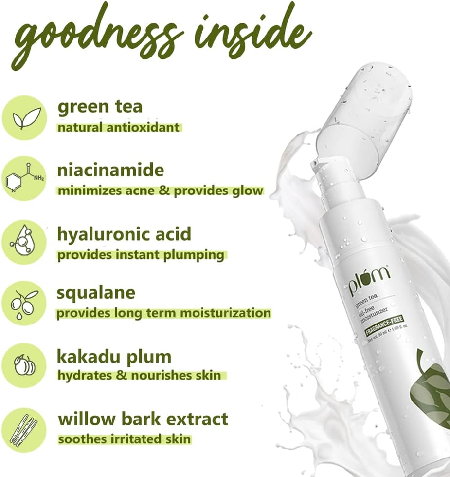 Plum Green Tea Oil Free Moisturizer for Daily Use | 100% Fragrance Free | Enriched with Squalane, Niacinamide & Hyaluronic Acid - Image 5