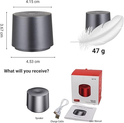 Miniatura 9 de Mini altavoz Bluetooth, micrófono integrado, llamada manos libres, 6 horas de reproducción, altavoces pequeños inalámbricos, sonido pequeño pero