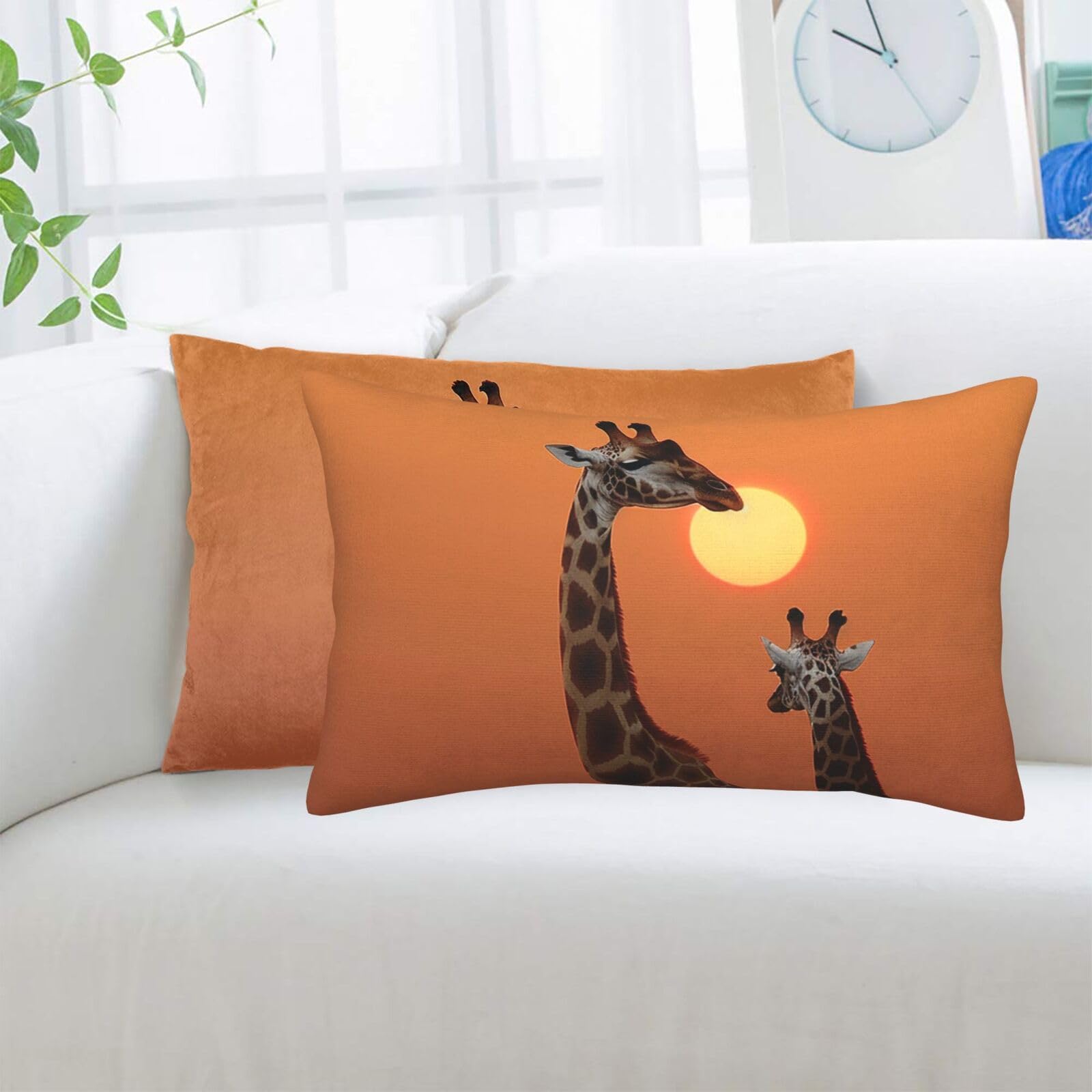 Giraffe At Sunset Standard Pillowcases Sets of 2, Ultra Soft Microfiber Plush Pillow Cases 14"X20" Comfort Decorative Throw Pillow Cover with Hidden Zipper for Bedroom, Sofa, Couch