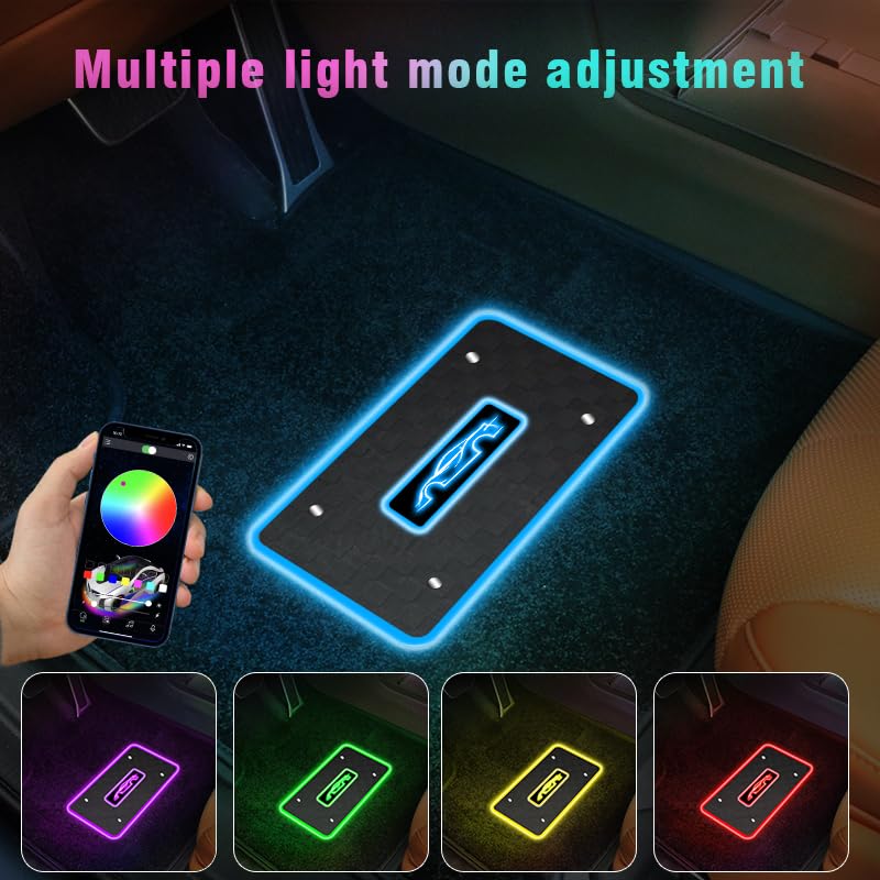 Customized Car Floor Mats Lights with Personalized Logos, Waterproof Car Interior Lights, Universal Car Decorative Atmosphere RGB Lamp Personalized Cars Mats (B+Cigarette Lighter, 4in1)