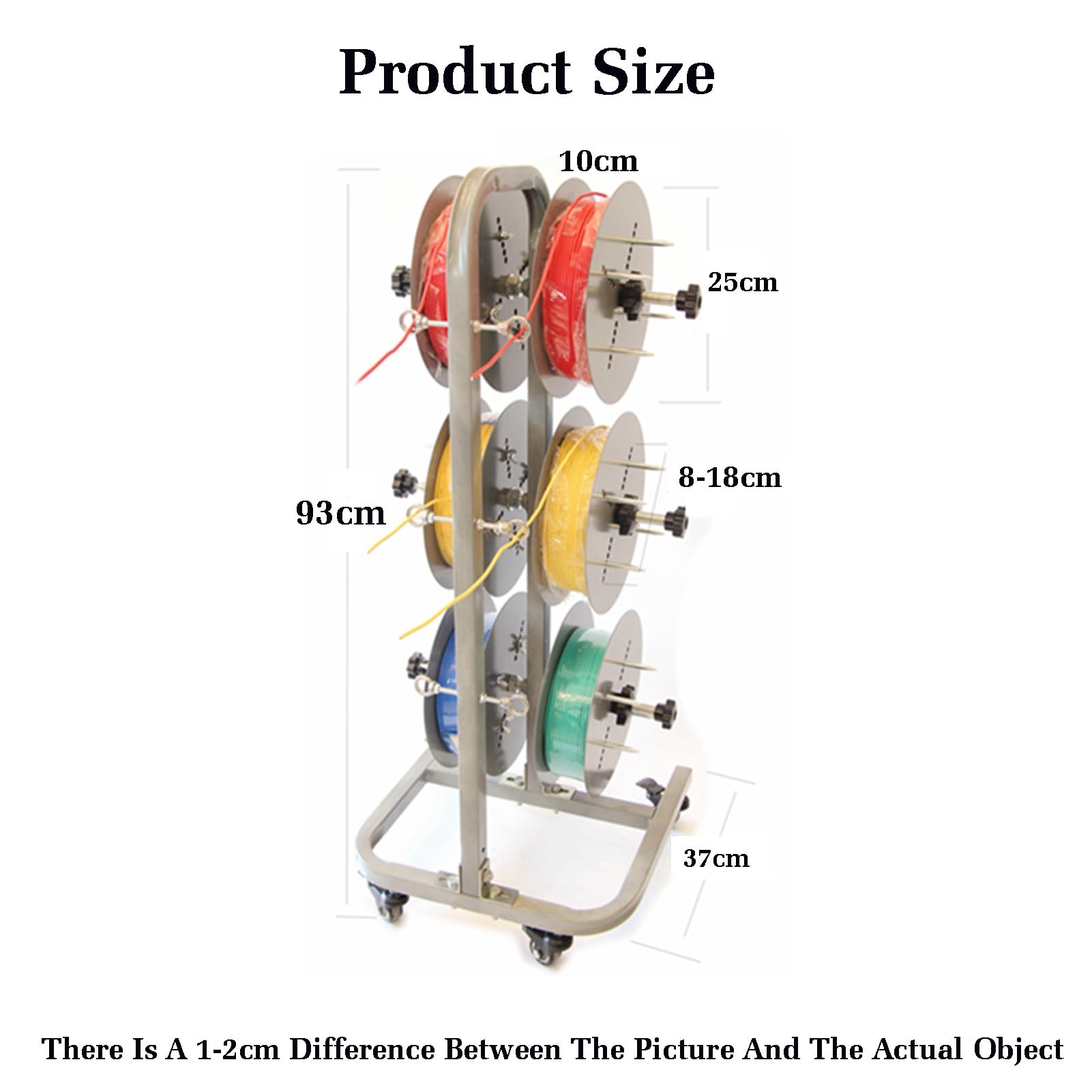 Wheeled Spool Stand, Rolled Steel Wire/Cable Dispenser Heavy Duty Conduit Display And Storage For Electrical Industrial And Retail Use(6-volumes)