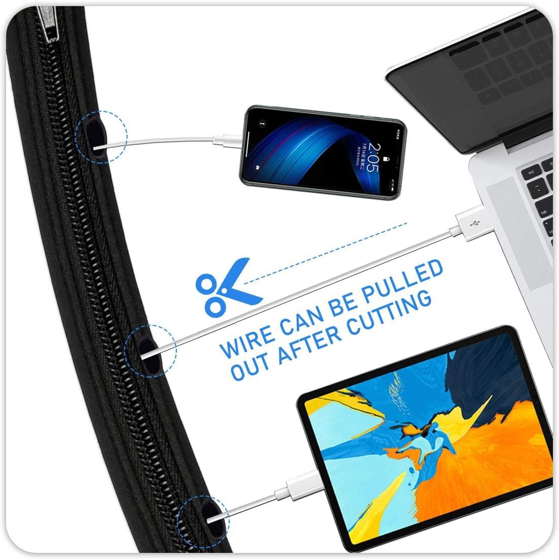 Teskyer 8 Pack Cable Tidy with Zipper, Cable Management Sleeves for TV Computer, Office, 15"/38cm Per Sleeve - Image 4