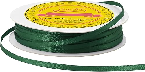 Miniatura 1260 de Cinta de satén verde esmeralda de doble cara de 1-1/2 pulgadas x 50 yardas, cinta de poliéster verde esmeralda para envolver regalos, muy adecuada