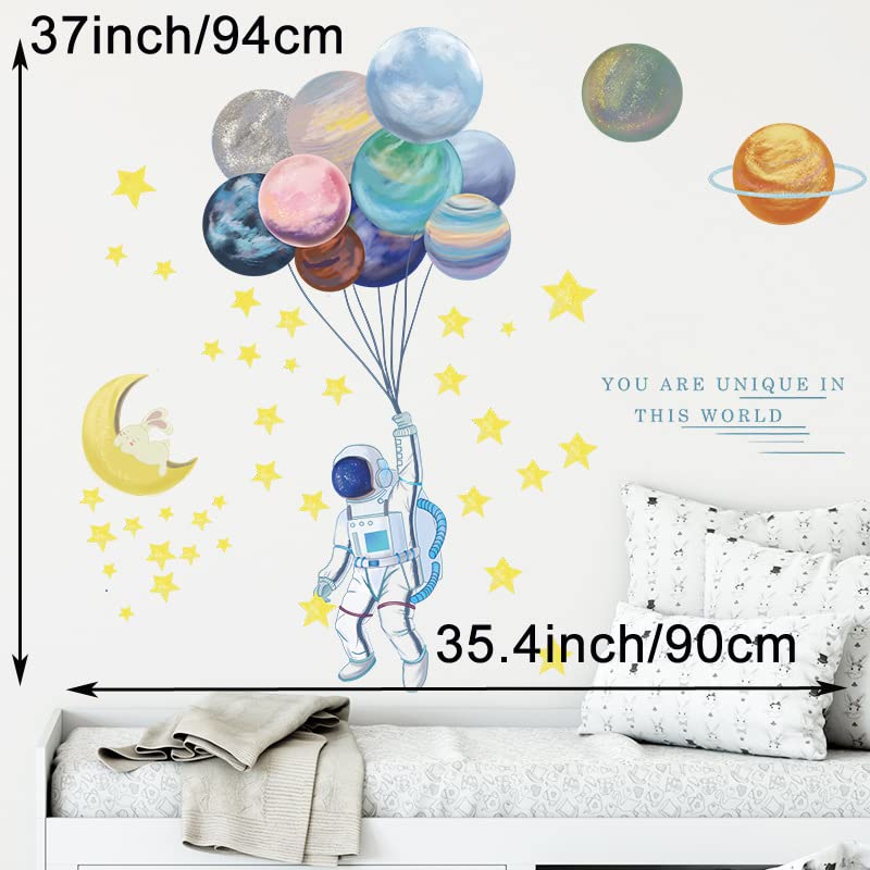 Vinilo decorativo de astronauta espacio planeta 2 piezas miniatura 4