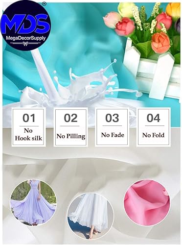 Miniatura 7 de MDS - Paquete de 10 yardas de tela de gasa sólida para novia, perno de tela transparente vintage para vestido de novia, decoración de bricolaje,