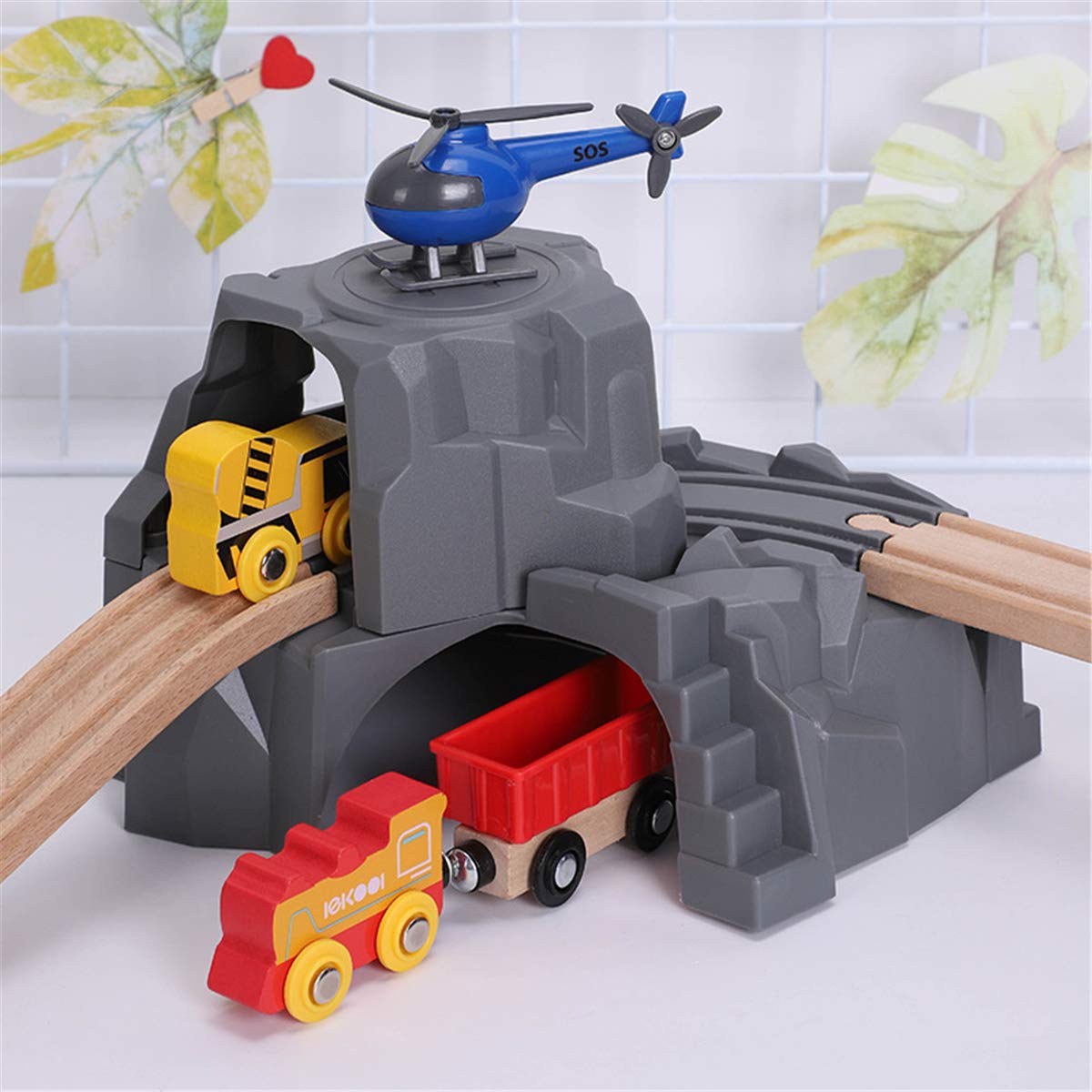 Double Tunnel Gris En Plastique – Accessoire Voie Train En Bois, Compatible Brio, Thomas, IKEA, Pour Circuits Ferroviaires Enfants