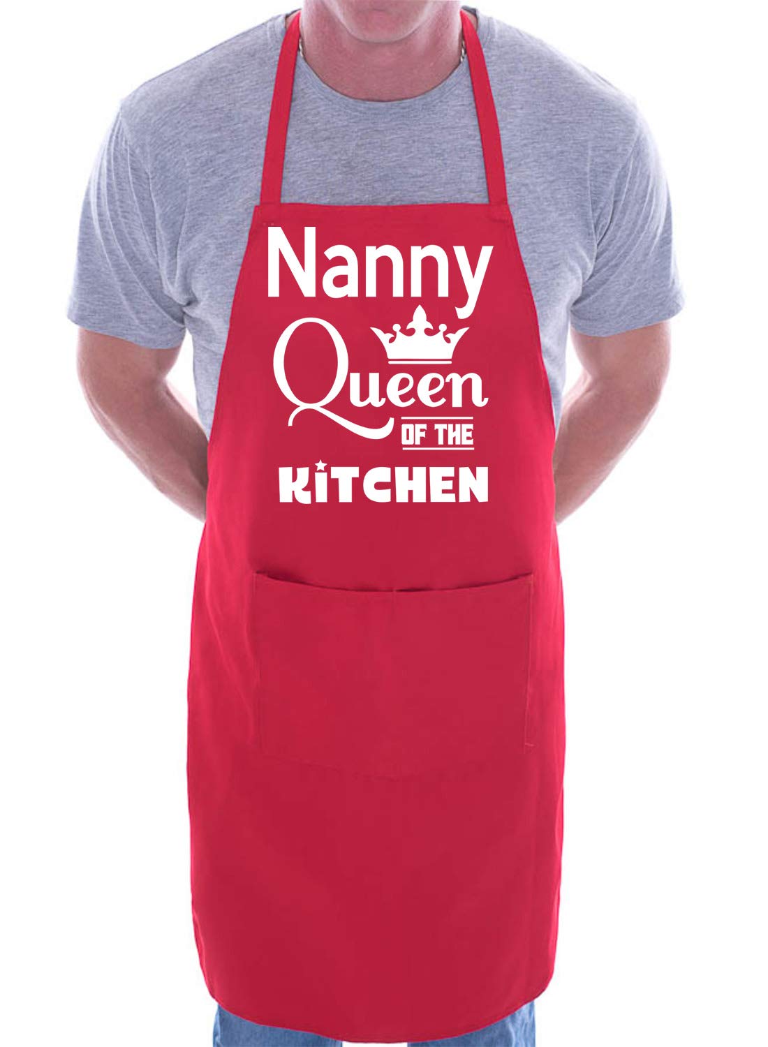 Print4u Women's Red Nanny Is Queen Of The Kitchen Chef Apron Cooking Novelty Baking Gag Gift Present