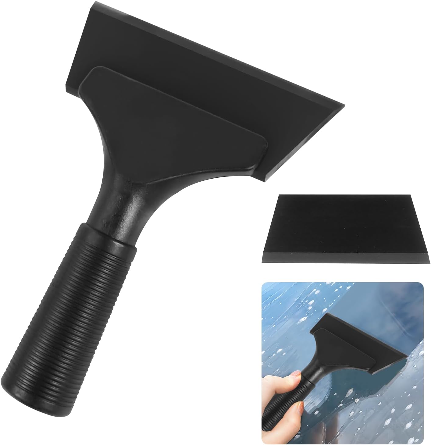 Hovom Small Squeegee for Car, Rubber Window Squeegee, Mini Automotive Window Tint Squeegees with Non-Slip Handle, Water Wiper Cleaning Tool for Car Windshield, Mirror, Glass Door (Black)