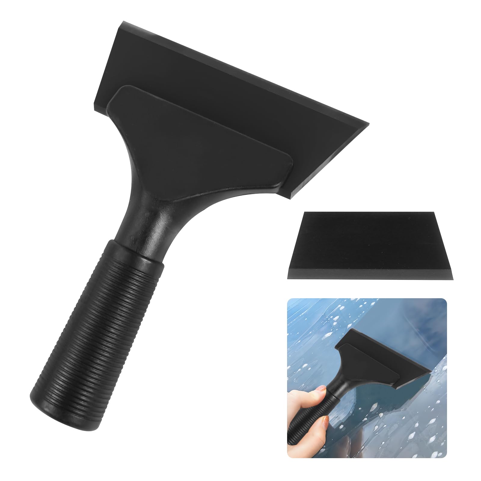 Hovom Small Squeegee for Car, Rubber Window Squeegee, Mini Automotive Window Tint Squeegees with Non-Slip Handle, Water Wiper Cleaning Tool for Car Windshield, Mirror, Glass Door (Black)