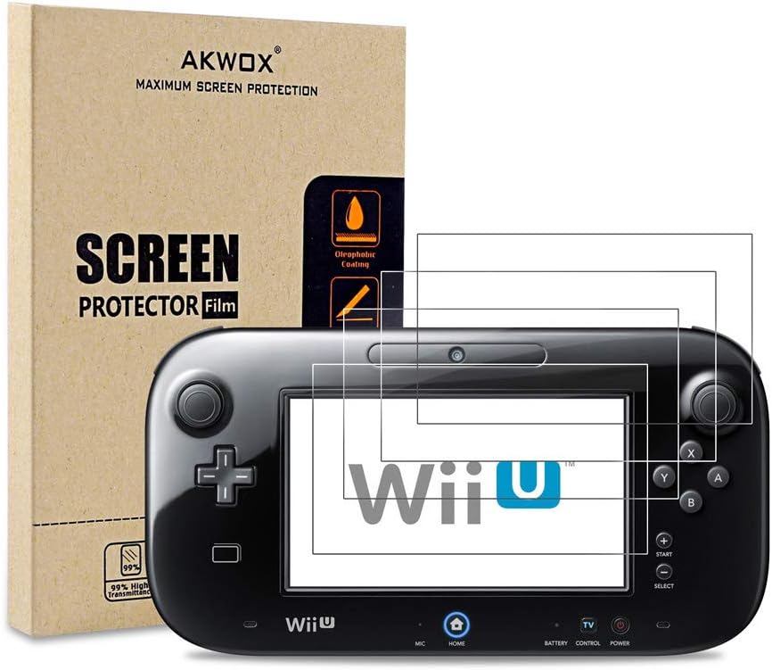 (Pack of 4) Screen Protector for Nintendo Wii U Gamepad, Akwox Ultra Clear HD Screen Protective Filter for Nintendo Wii U Gamepad with Anti-Bubble and Anti-Fingerprint