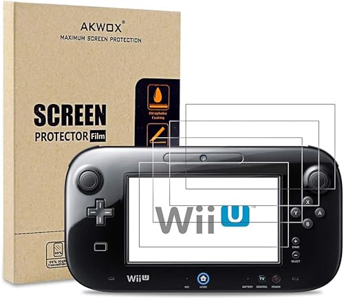 (Pack of 4) Screen Protector for Nintendo Wii U Gamepad, Akwox Ultra Clear HD Screen Protective Filter for Nintendo Wii U Gamepad with Anti-Bubble