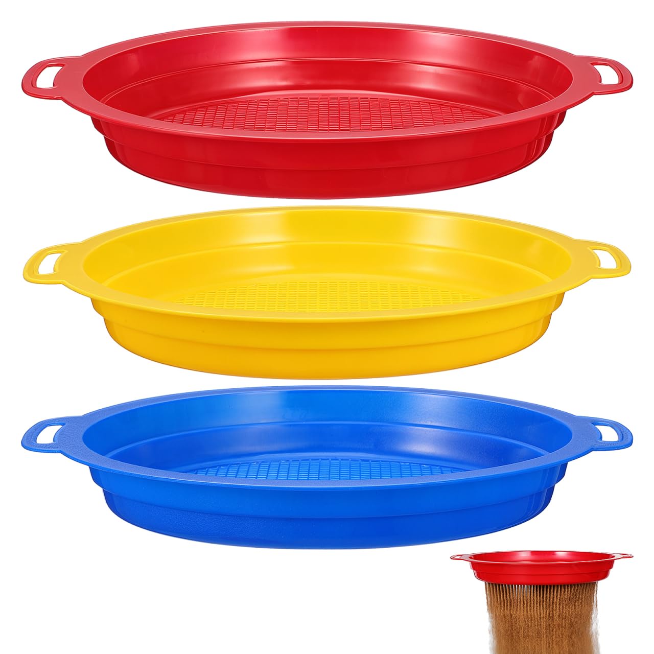 VALICLUD 3pcs Sand Sieves Kids Beach Sand Sifter Toys with Handles