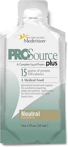 Medtrition Péptidos de colágeno líquido tipo I, III 0.53 oz de proteína por onza.  Prosource Plus Paquetes neutros