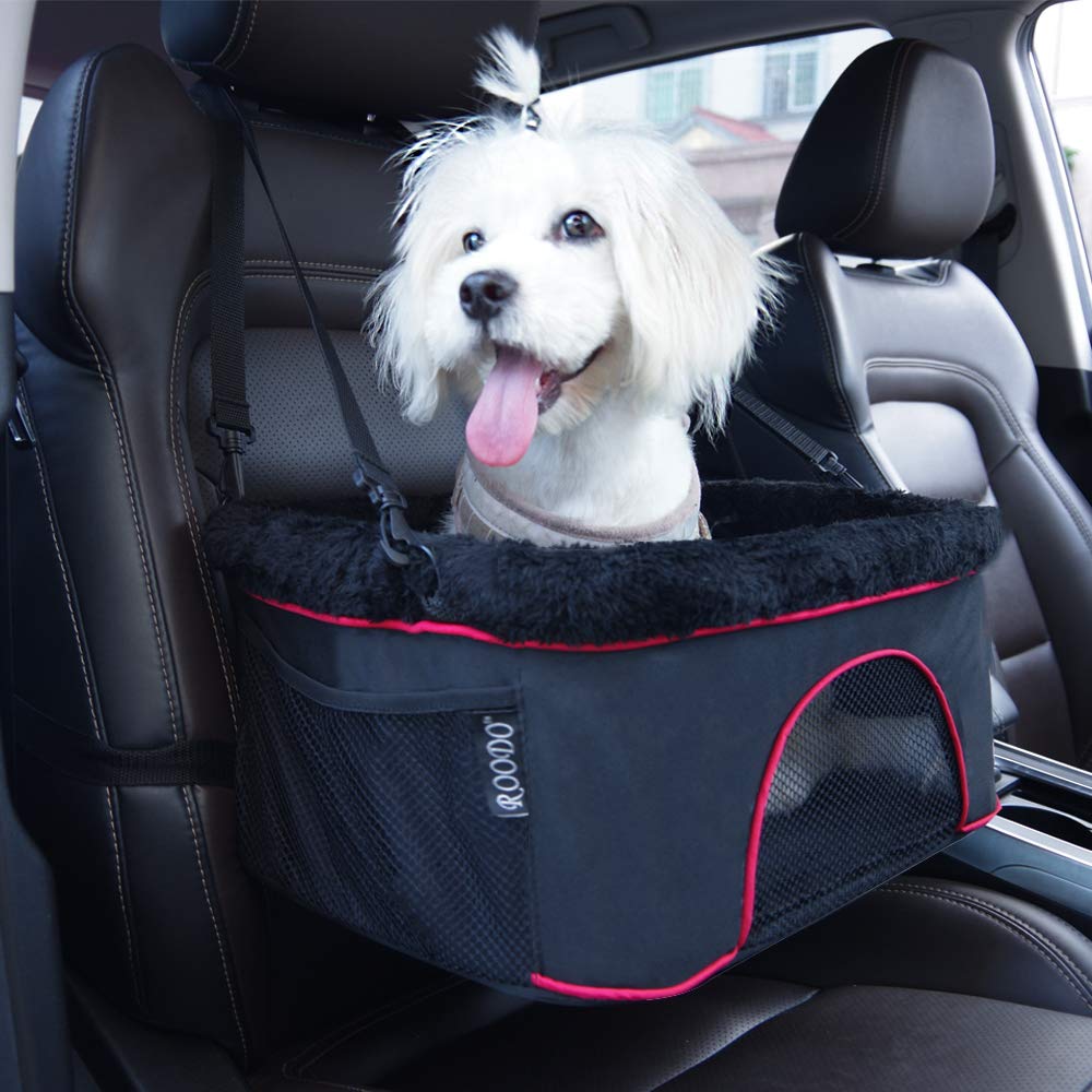 ROODODog/Cat Booster Seat for Car from/Back Seat Height Adjustable Perfect for Small and Medium Pets Up to 22Lbs Reinforced Dog Car Booster Seat Harness with Seat Belt (Special Black)