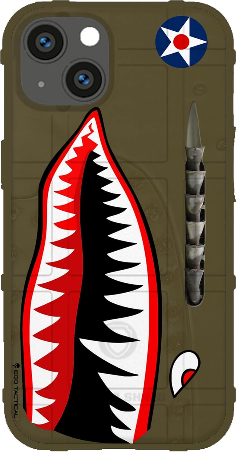 EGO TACTICAL Limited Edition Rugged Shield case Compatible with iPhone 14 [6.1" Screen] Printed in The USA P-40 OD Green Warhawk Design