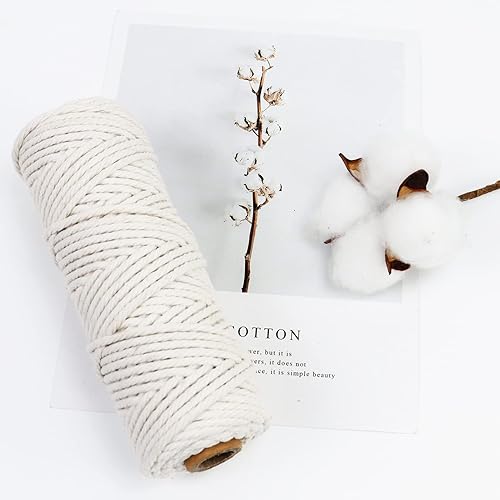 Miniatura 3 de JeogYong Cuerda de macramé de 0.118 in, hilo de algodón de 164 yardas, para manualidades de tejer, tejer, juego de 3 cuerdas de macramé de colores