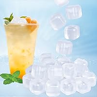 VOGVOG 80 Pack Reusable Ice Cubes - Transparent BPA-Free Plastic, No Dilution for Whiskey, Wine, Cocktails, Coffee
