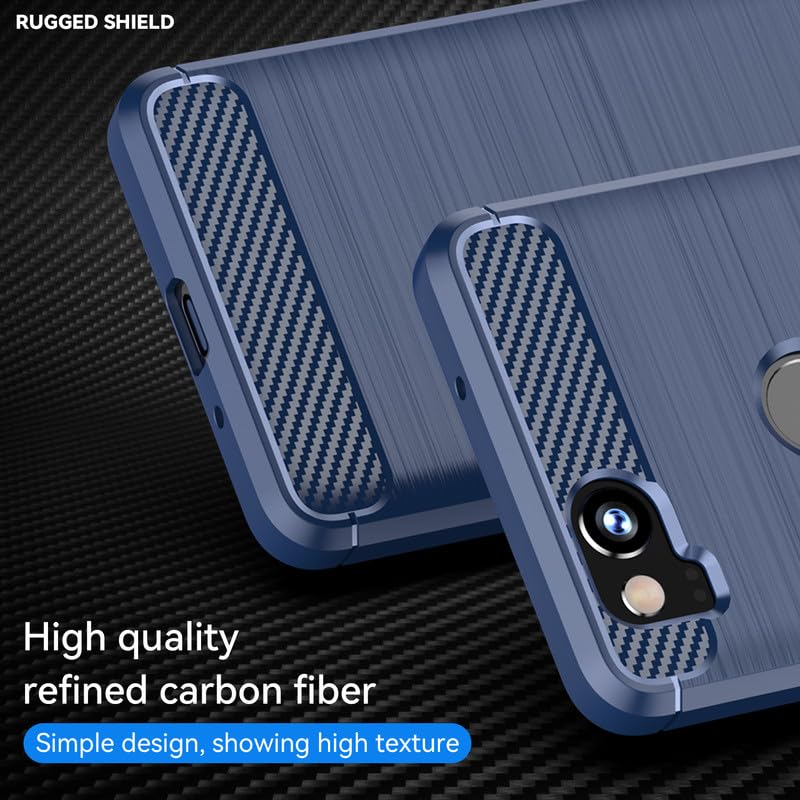 Image of Hybrid Carbon Fiber Back Case for Google Pixel 2 (Blue)