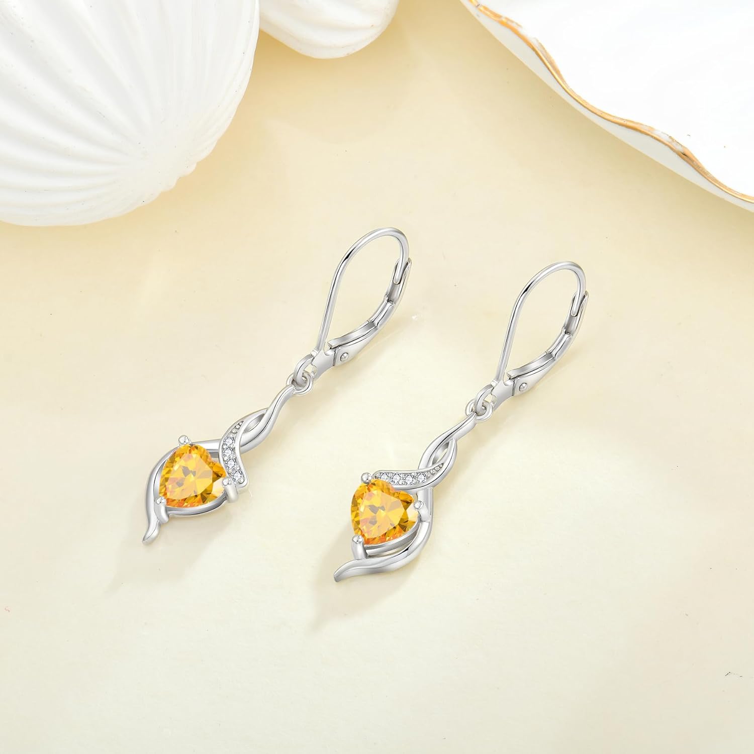 Infinity Dangle Drop Earrings 925 Sterling Silver Love Heart Leverback Earrings Birthstone Jewelry Gifts for Women - Image 4